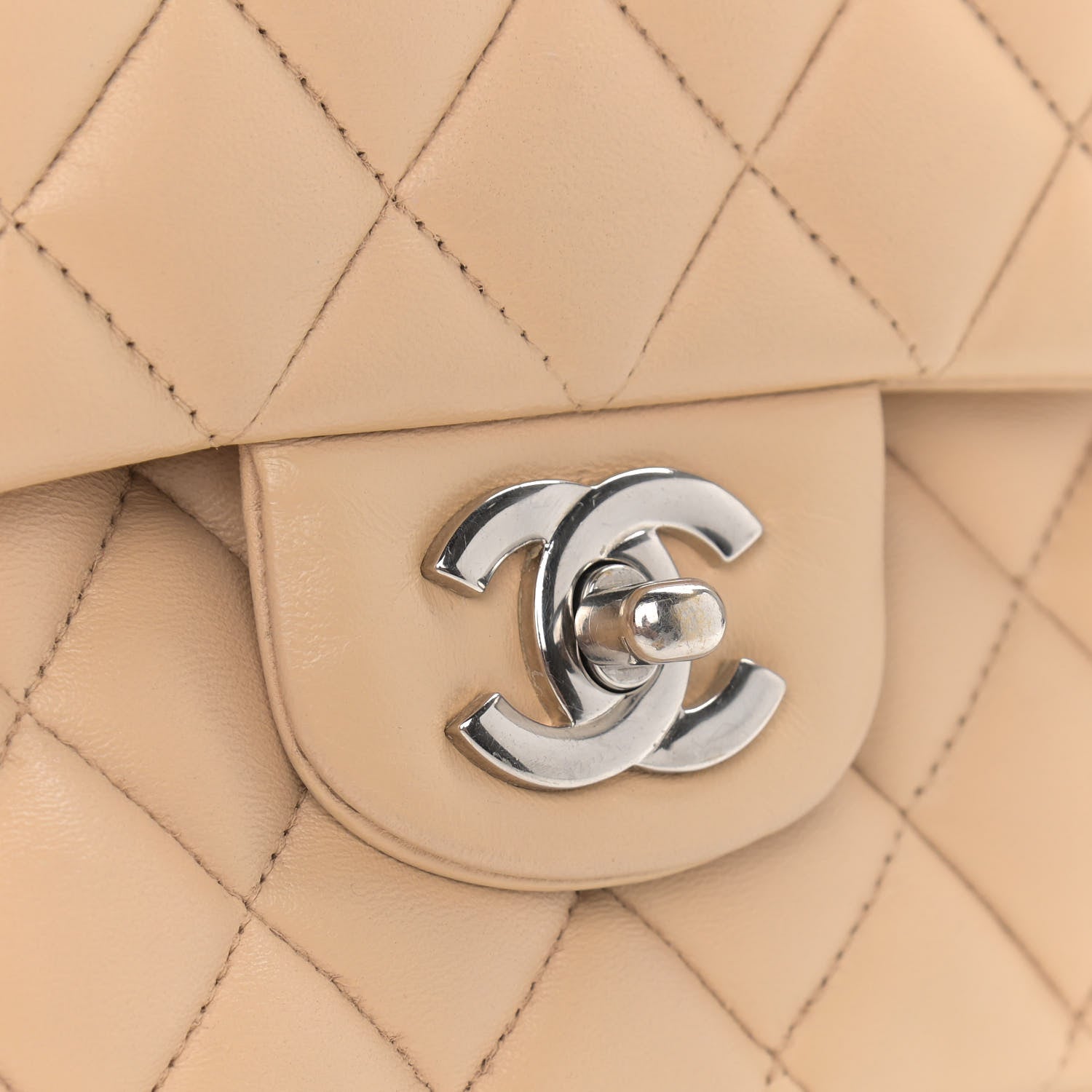 Chanel Lambskin Quilted Medium Double Flap Beige 10 of 16