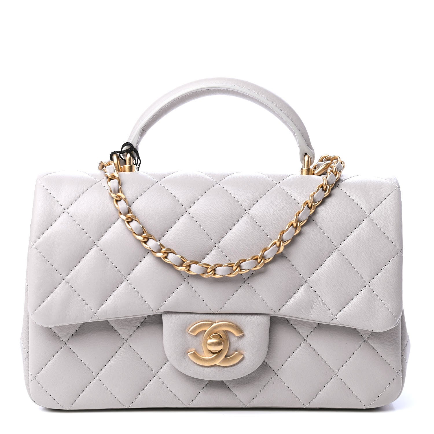 Chanel Lambskin Quilted Mini Top Handle Rectangular Flap Grey 1 of 4