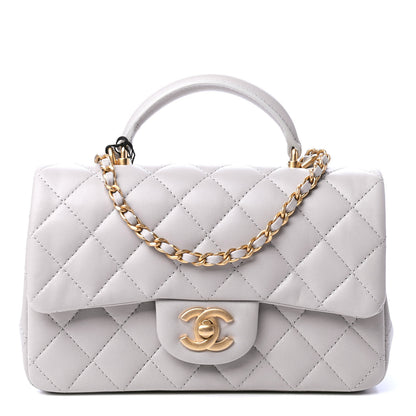 Chanel Lambskin Quilted Mini Top Handle Rectangular Flap Grey 1 of 4
