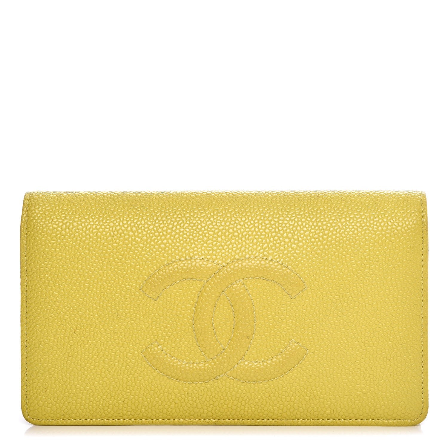 Chanel Caviar Timeless CC Yen Wallet Yellow 1 of 19