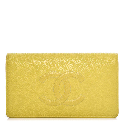 Chanel Caviar Timeless CC Yen Wallet Yellow 1 of 19