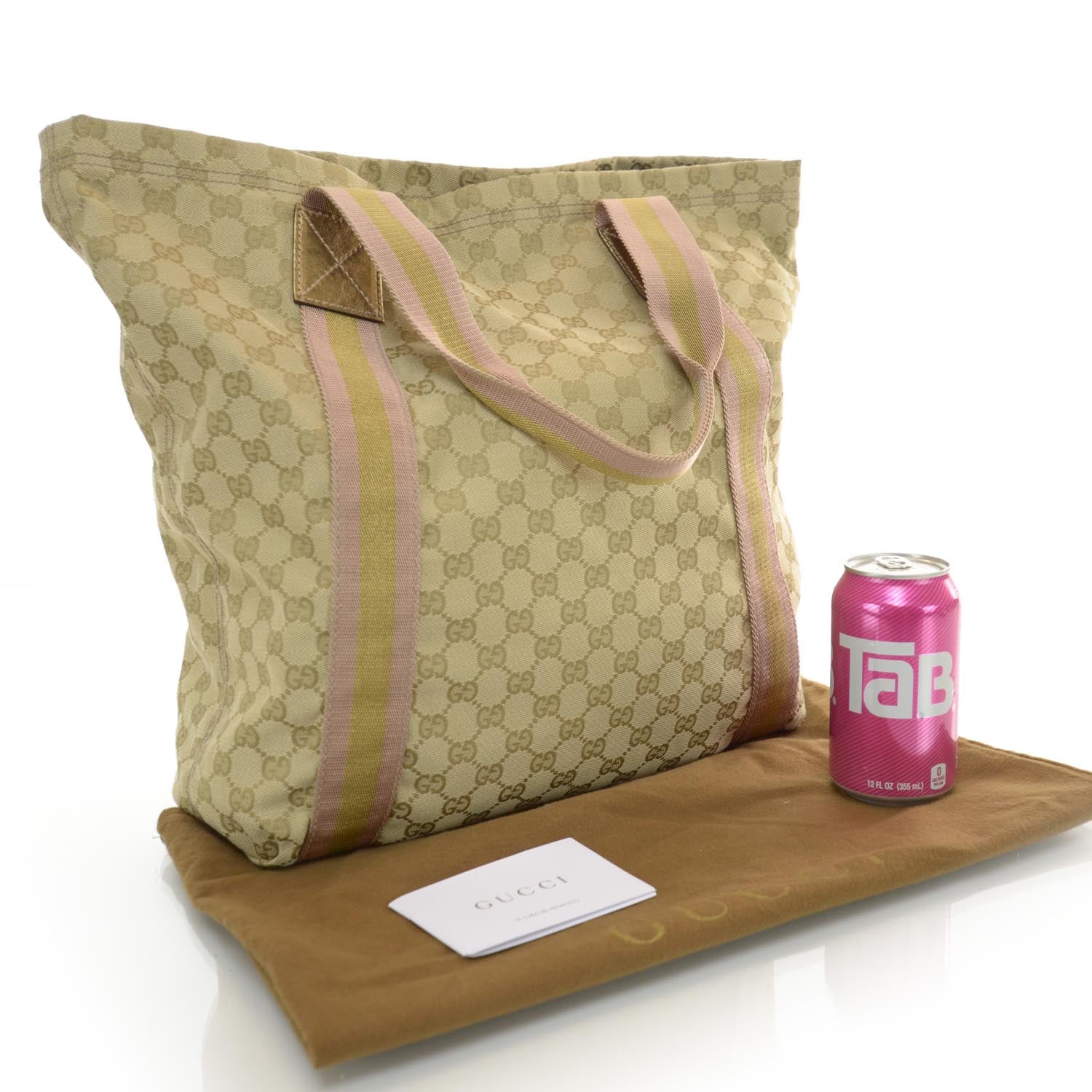 Gucci GG Monogram Medium Web Handle Vertical Tote Pink Gold 3 of 7