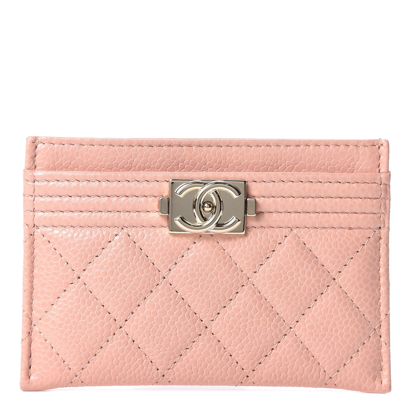 Caviar Quilted Boy Card Holder Light Pink
