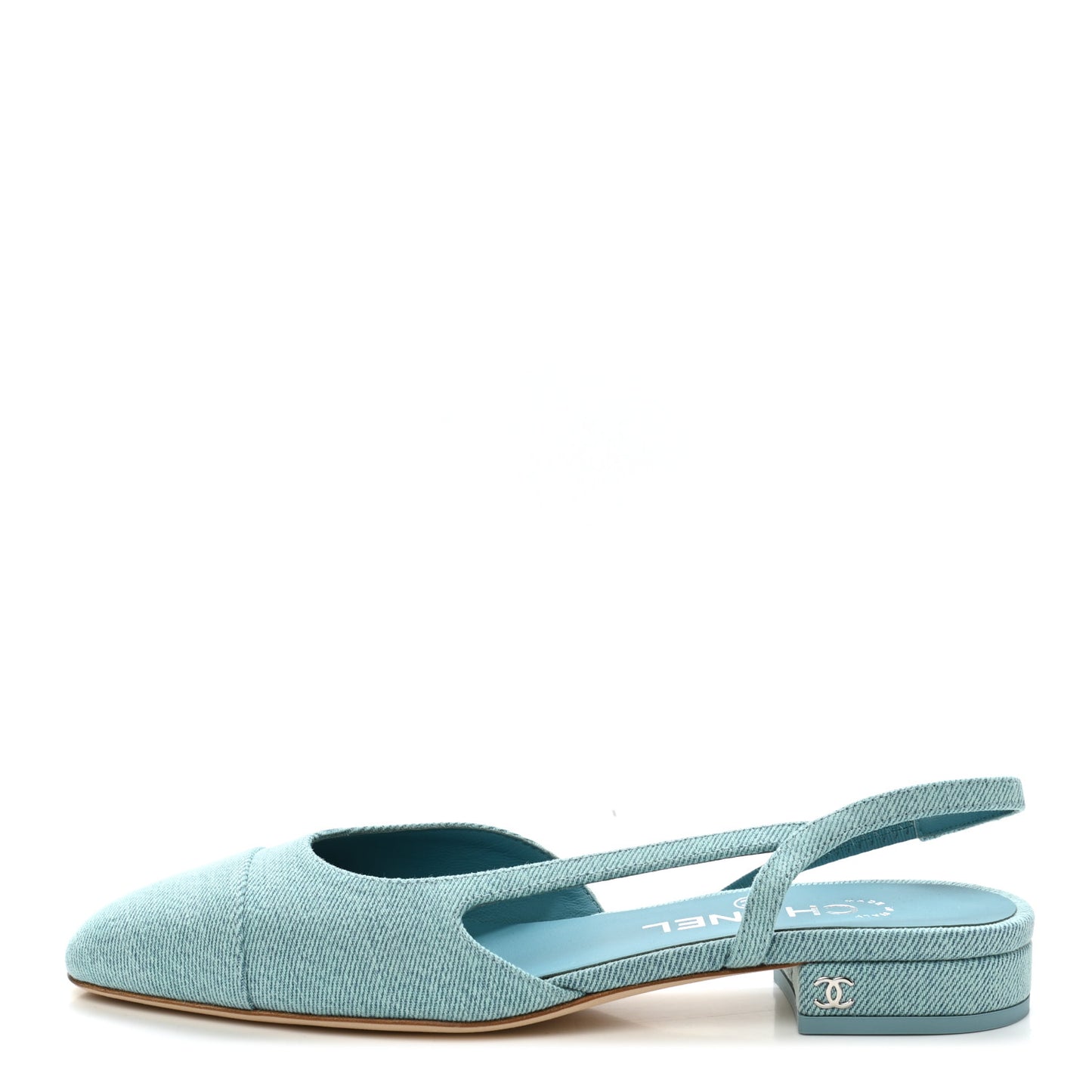 Denim Cap Toe CC Slingback Flats 37 Blue