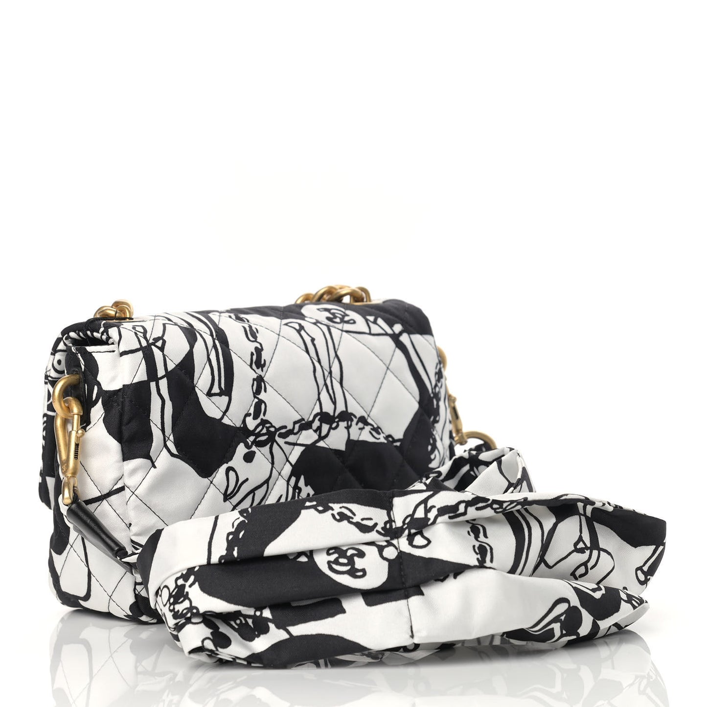 Canvas Printed Deer Coco Mini Single Flap Gray Black