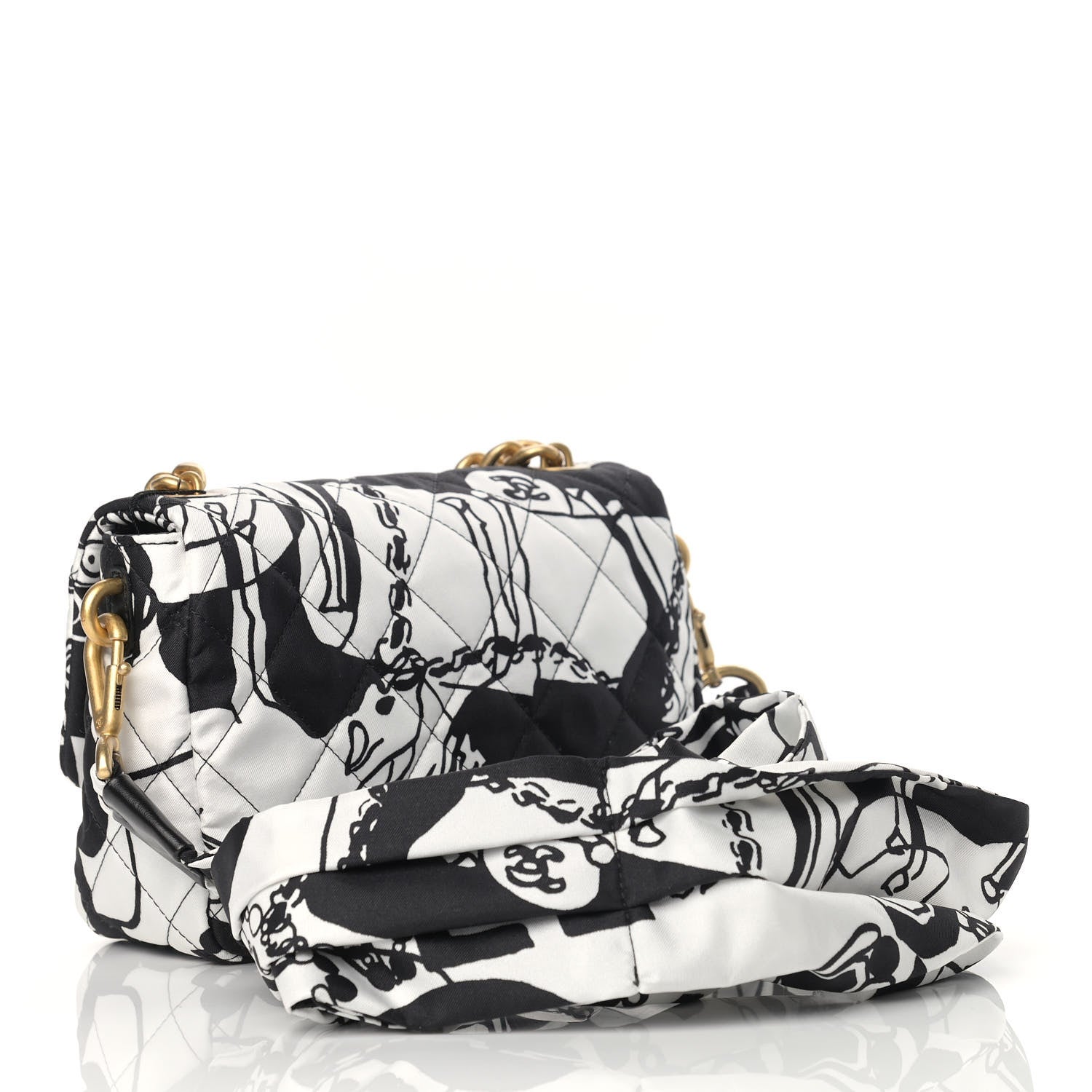 Chanel Canvas Printed Deer Coco Mini Single Flap Gray Black 3 of 10