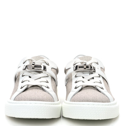 Hermes Calfskin Canvas Day Sneakers 36 Prunoir White 3 of 9