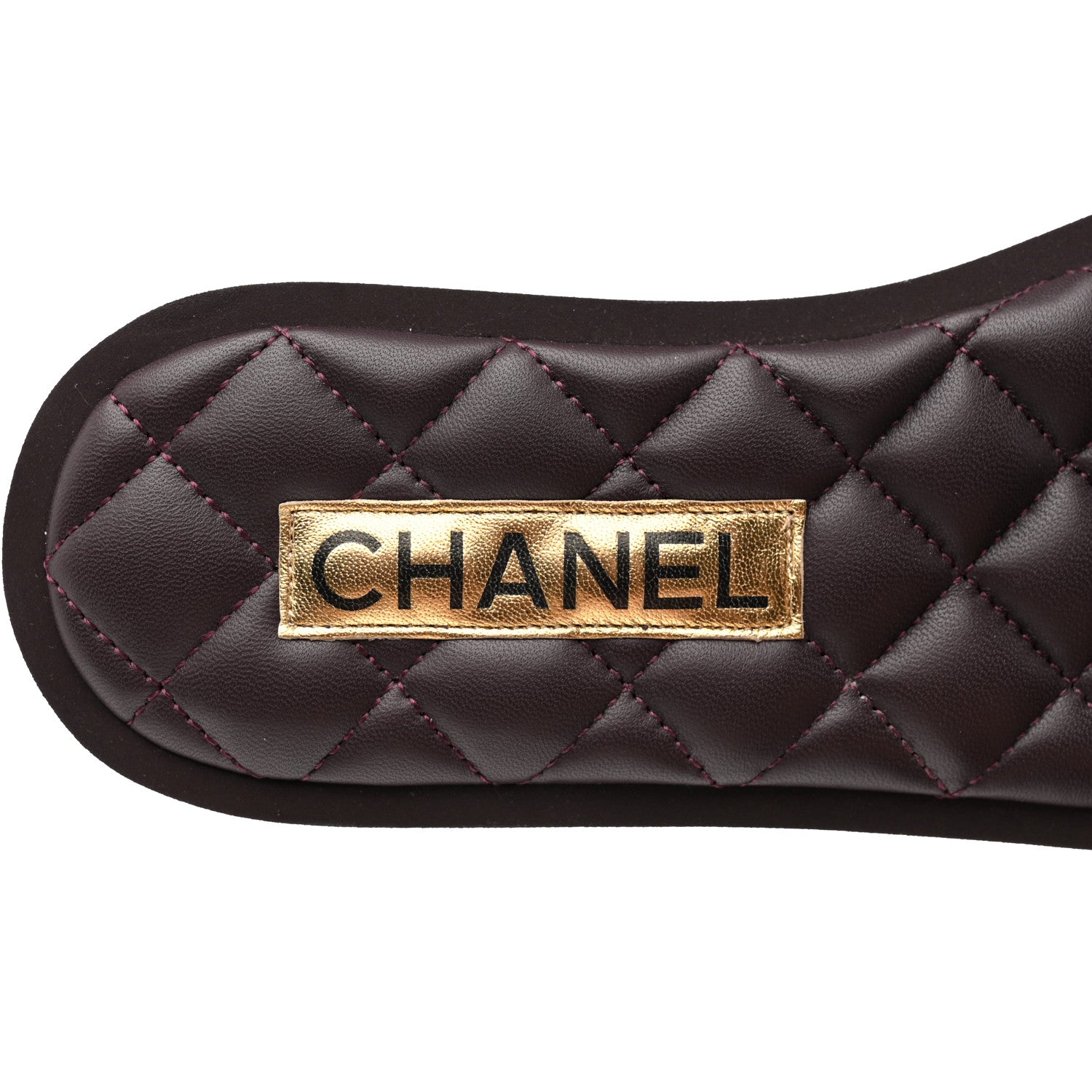 Chanel Lambskin Quilted Textured CC Mules Sandals 36.5 Burgundy 8 of 9