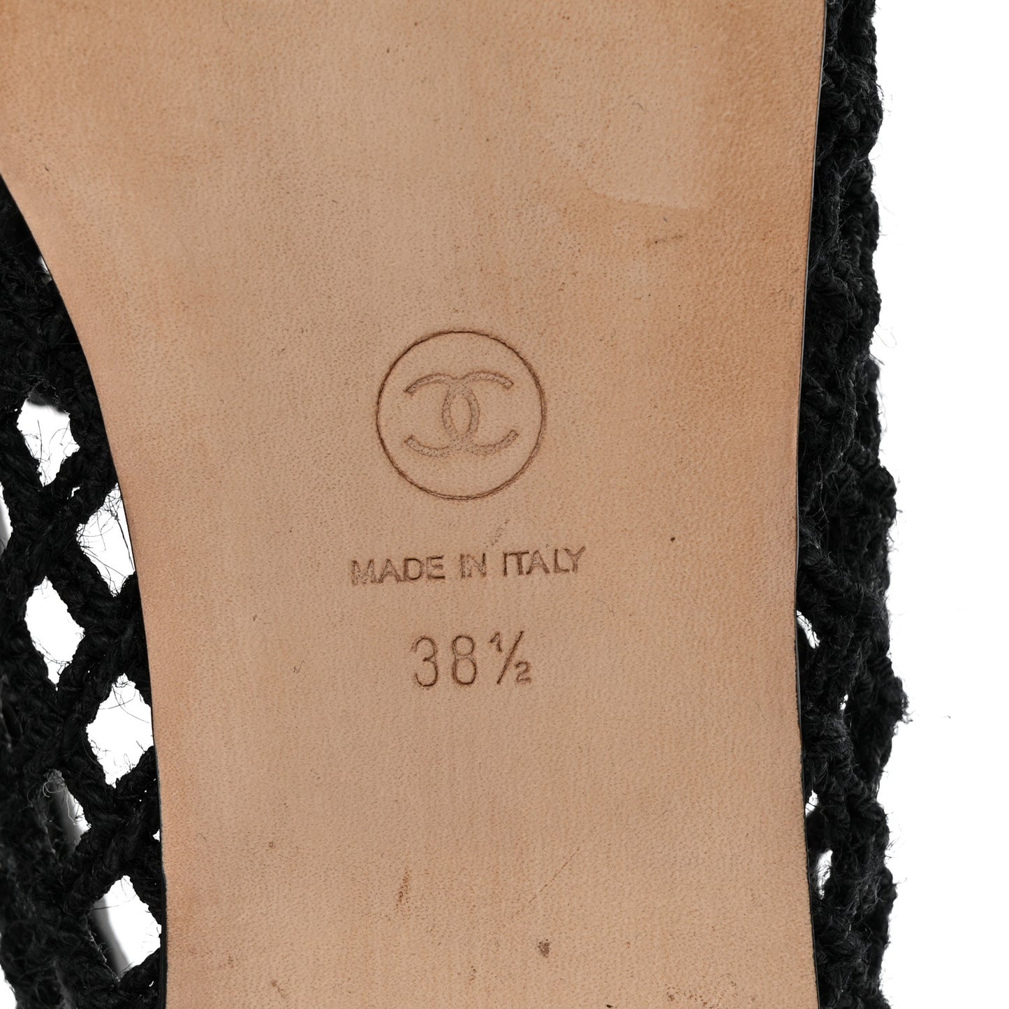 Cord Braided CC Mocassin Loafers 38.5 Black