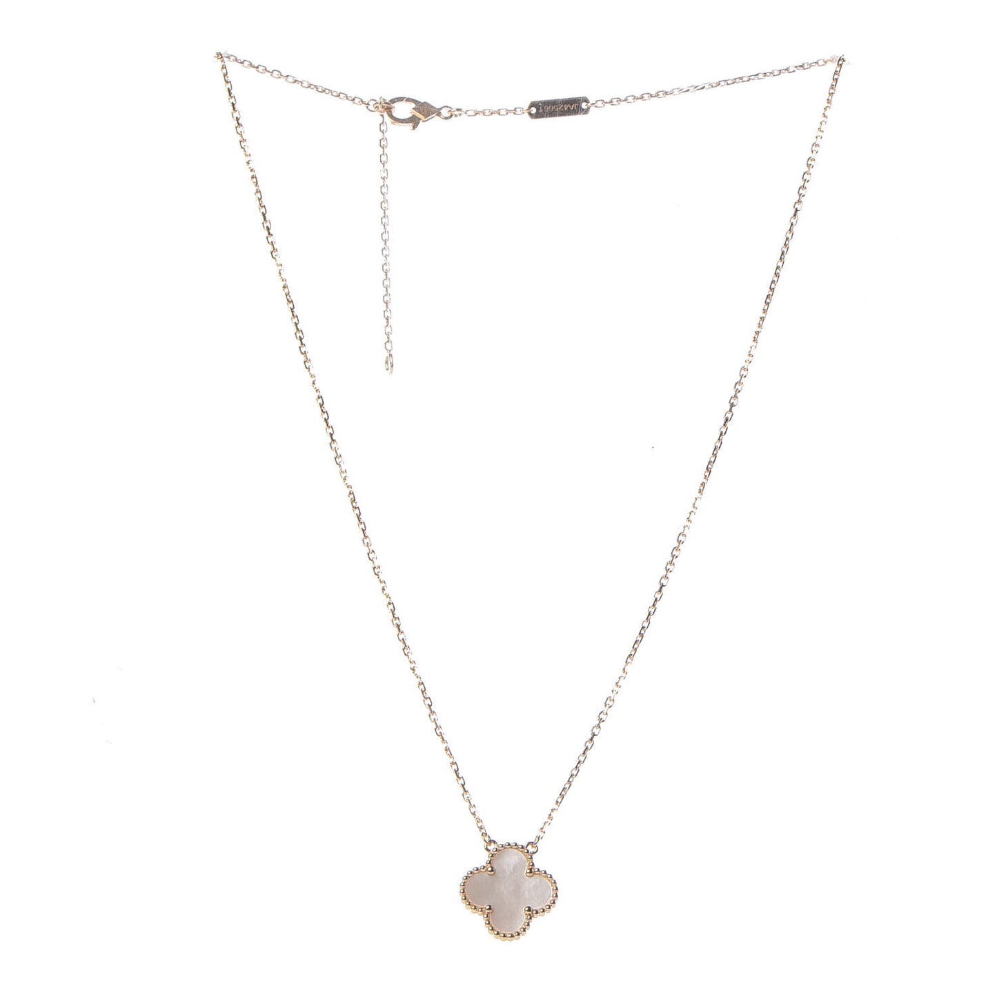 18K Yellow Gold Mother of Pearl Vintage Alhambra Pendant Necklace