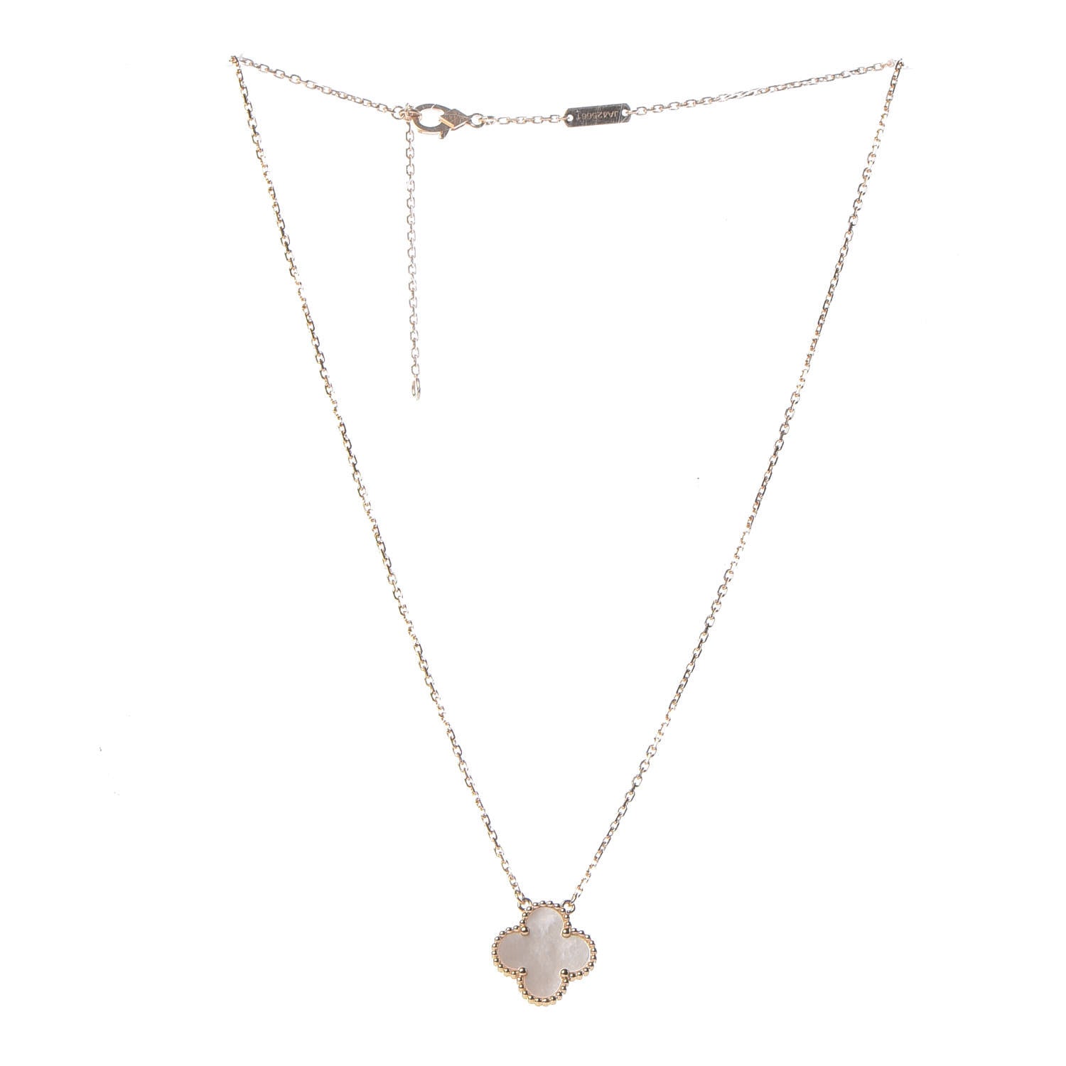 Van Cleef & Arpels 18K Yellow Gold Mother of Pearl Vintage Alhambra Pendant Necklace 3 of 7