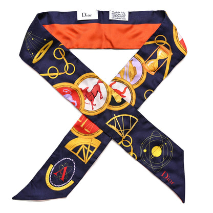 Christian Dior Silk ABCDior A Mitzah Scarf Blue Marine 1 of 4