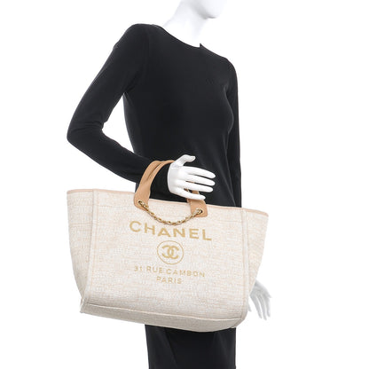 Chanel Canvas Large Deauville Tote Light Beige 3 of 8