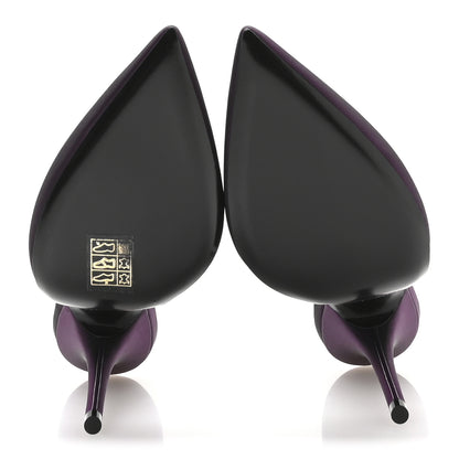 Saint Laurent Taffeta Yasmeen 115 Slingback Pumps 38.5 Prune 6 of 9
