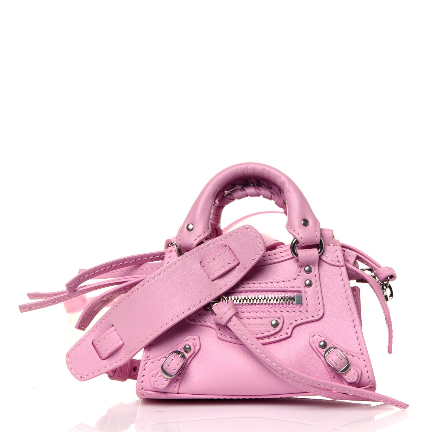 Smooth Calfskin Neo Classic Silver Hardware Super Nano City Crossbody Candy Pink