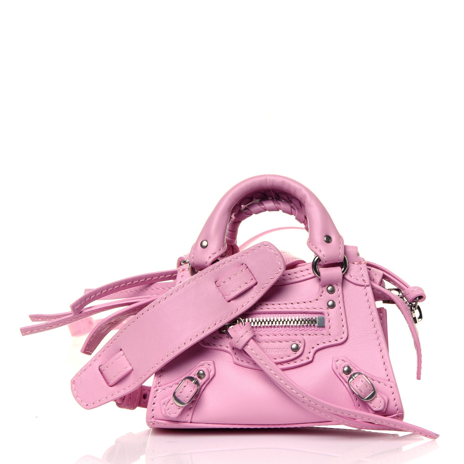 Balenciaga Smooth Calfskin Neo Classic Silver Hardware Super Nano City Crossbody Candy Pink 1 of 15