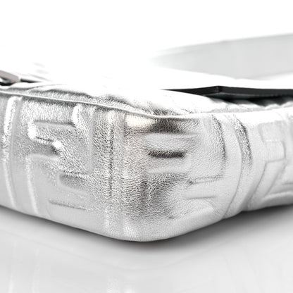 Fendi Vitello Catalan Mirror FF 1974 Embossed Baguette Argento 8 of 8