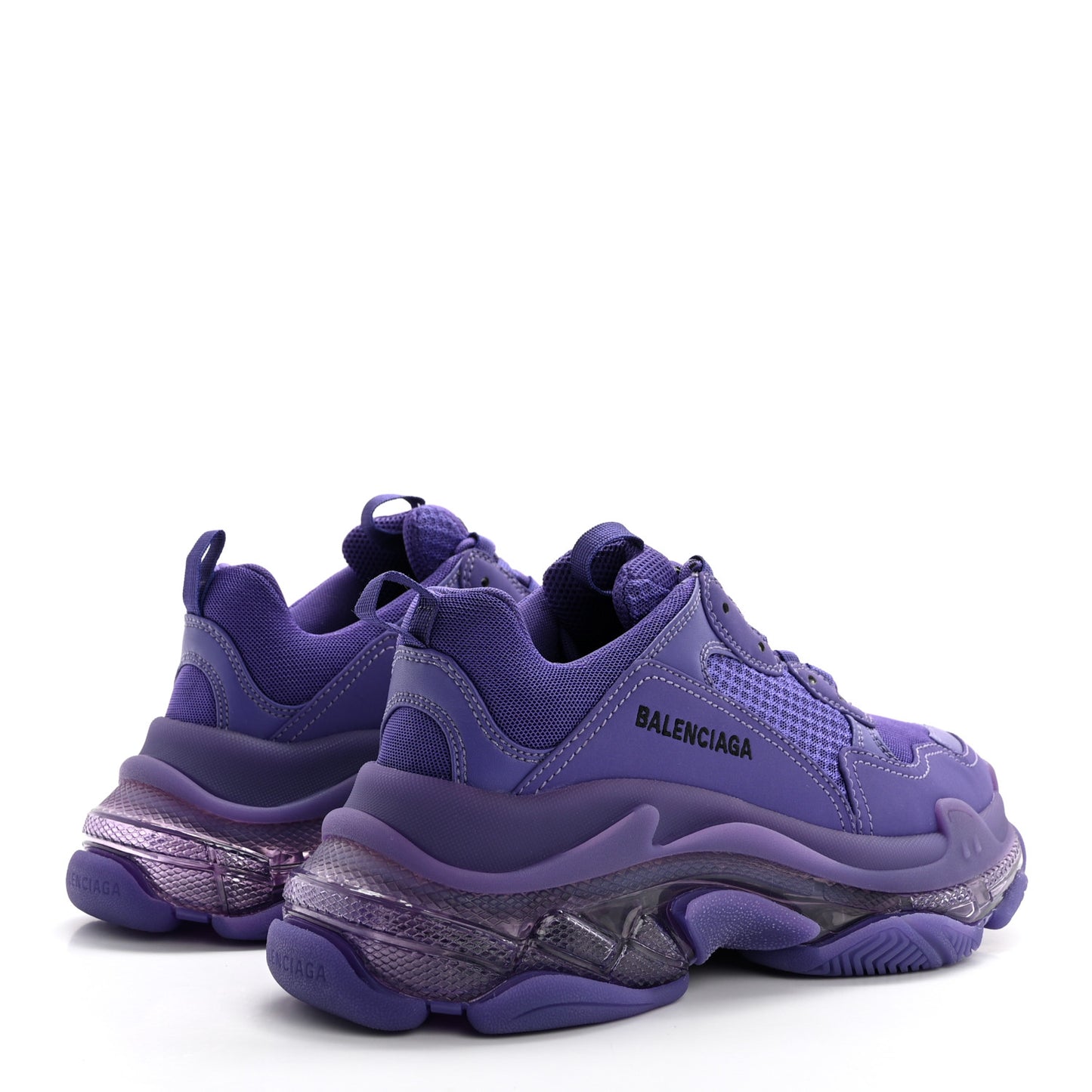 Fabric Mesh Clear Sole Womens Triple S Sneakers 40 Purple
