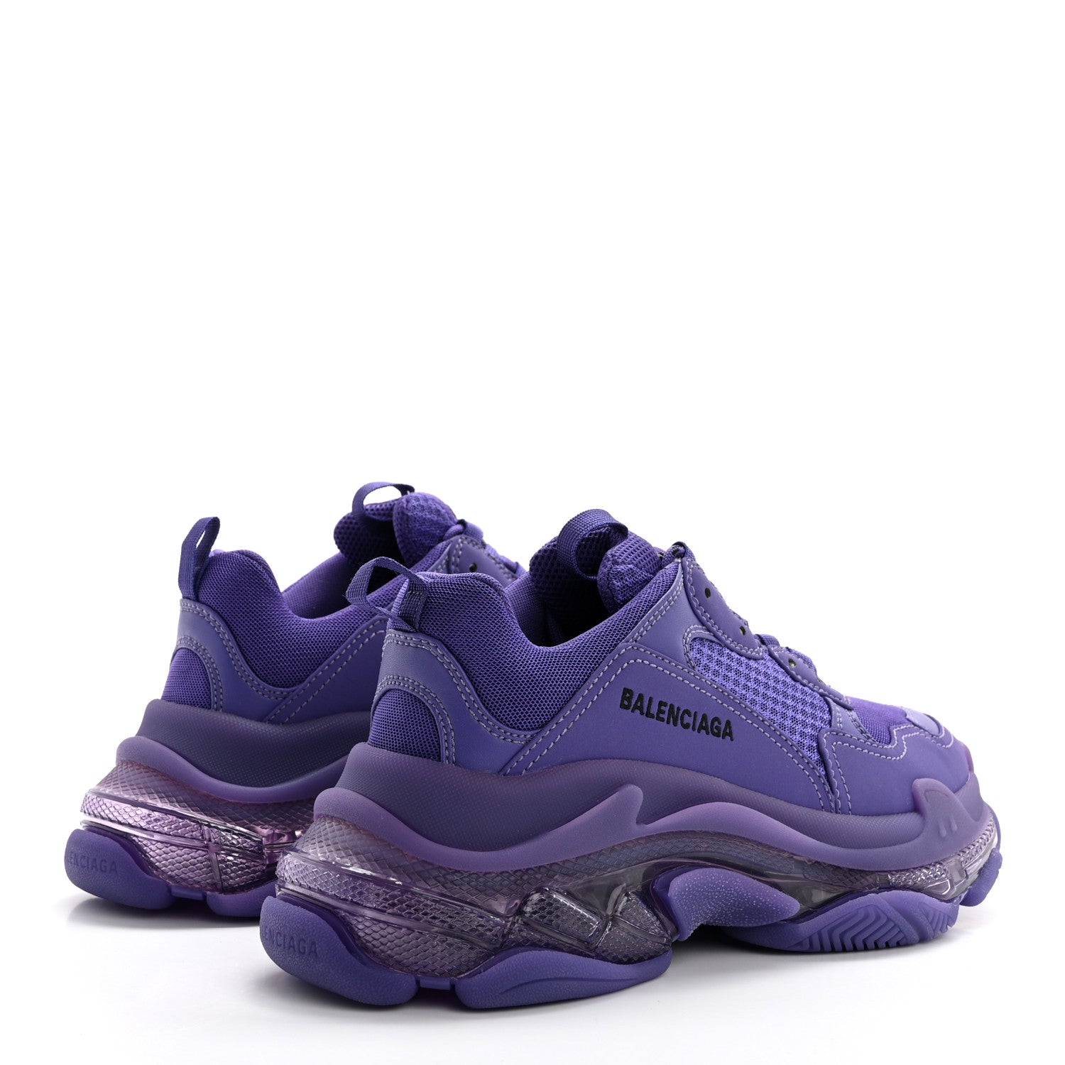 Balenciaga Fabric Mesh Clear Sole Womens Triple S Sneakers 40 Purple 4 of 7