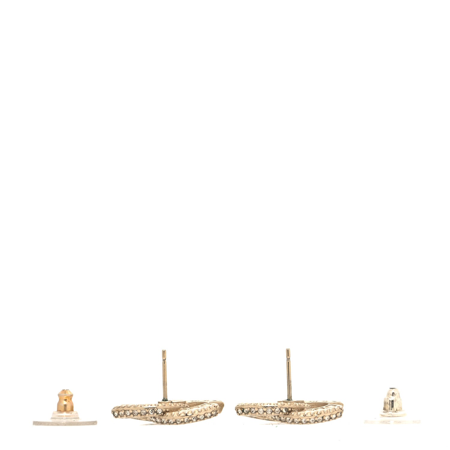 Chanel Crystal Timeless CC Earrings Light Gold 3 of 5