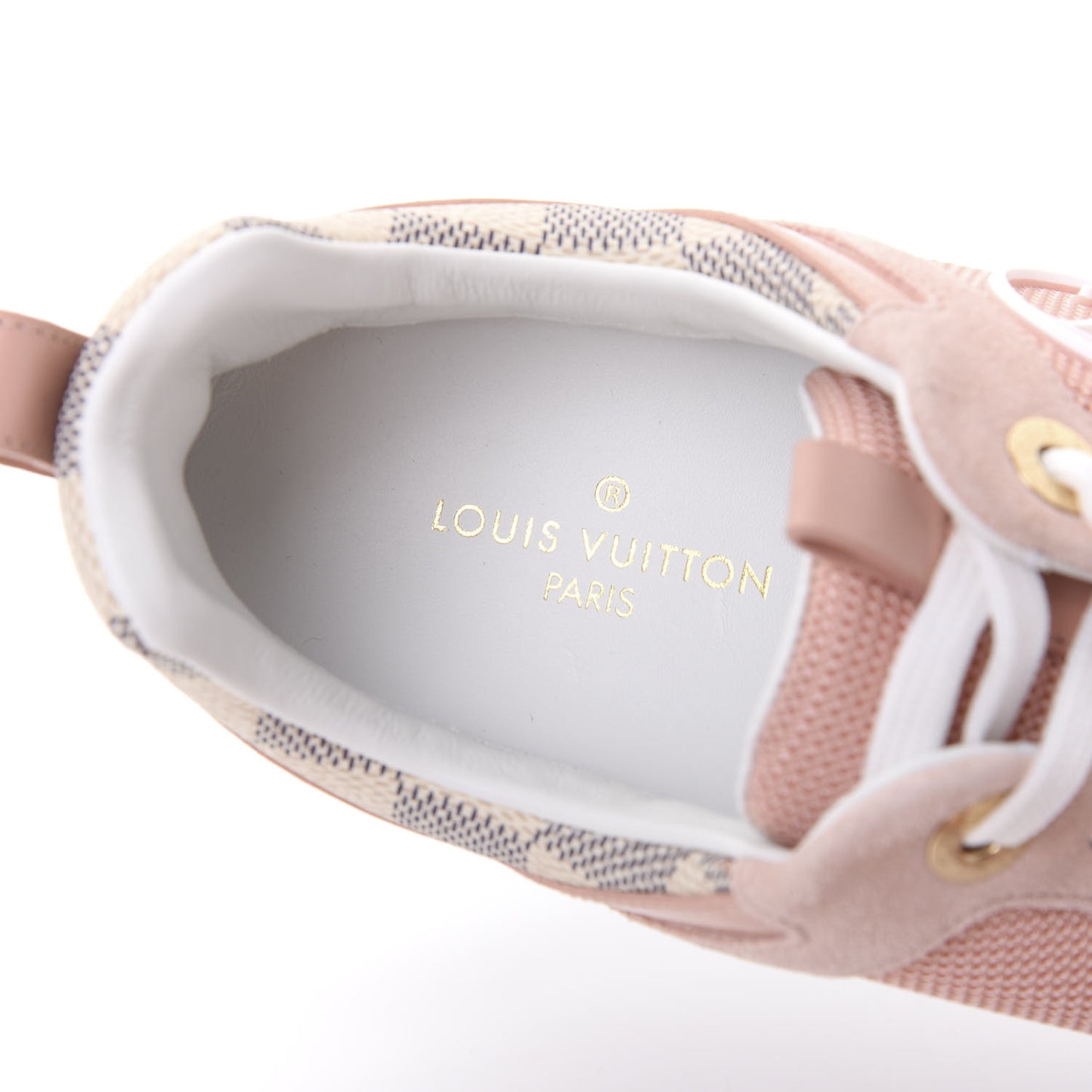 Suede Damier Azur Run Away Sneakers 37 Pink
