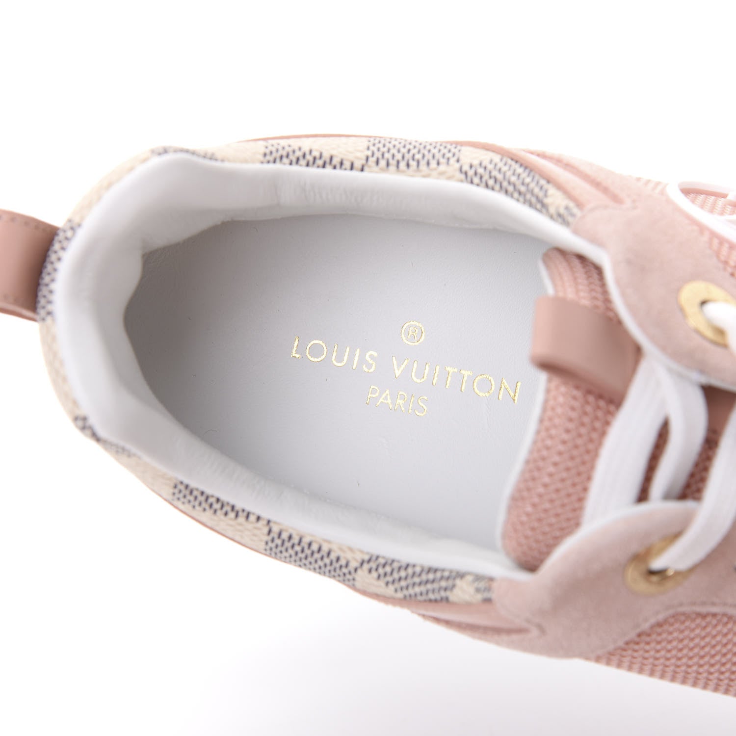 Louis Vuitton Suede Damier Azur Run Away Sneakers 37 Pink 7 of 9