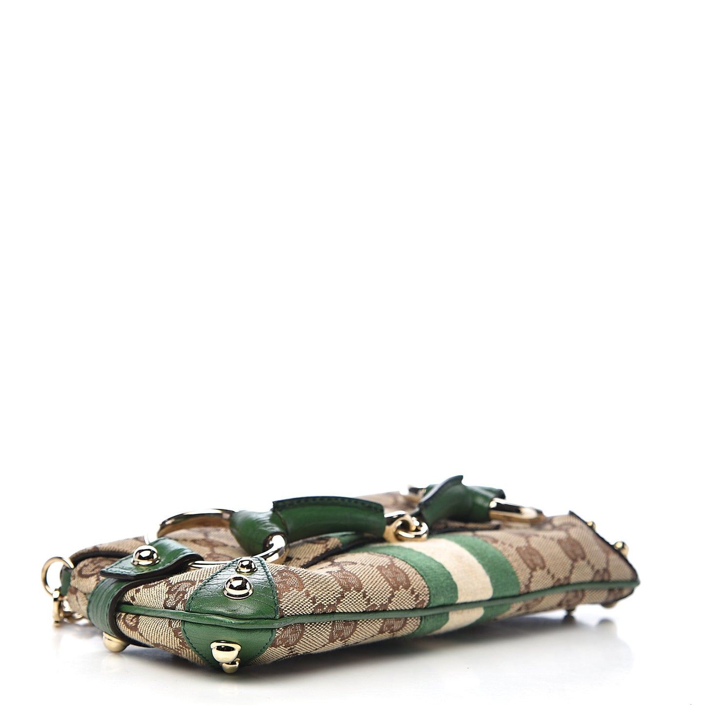 Monogram Web Small Horsebit Chain Clutch Green