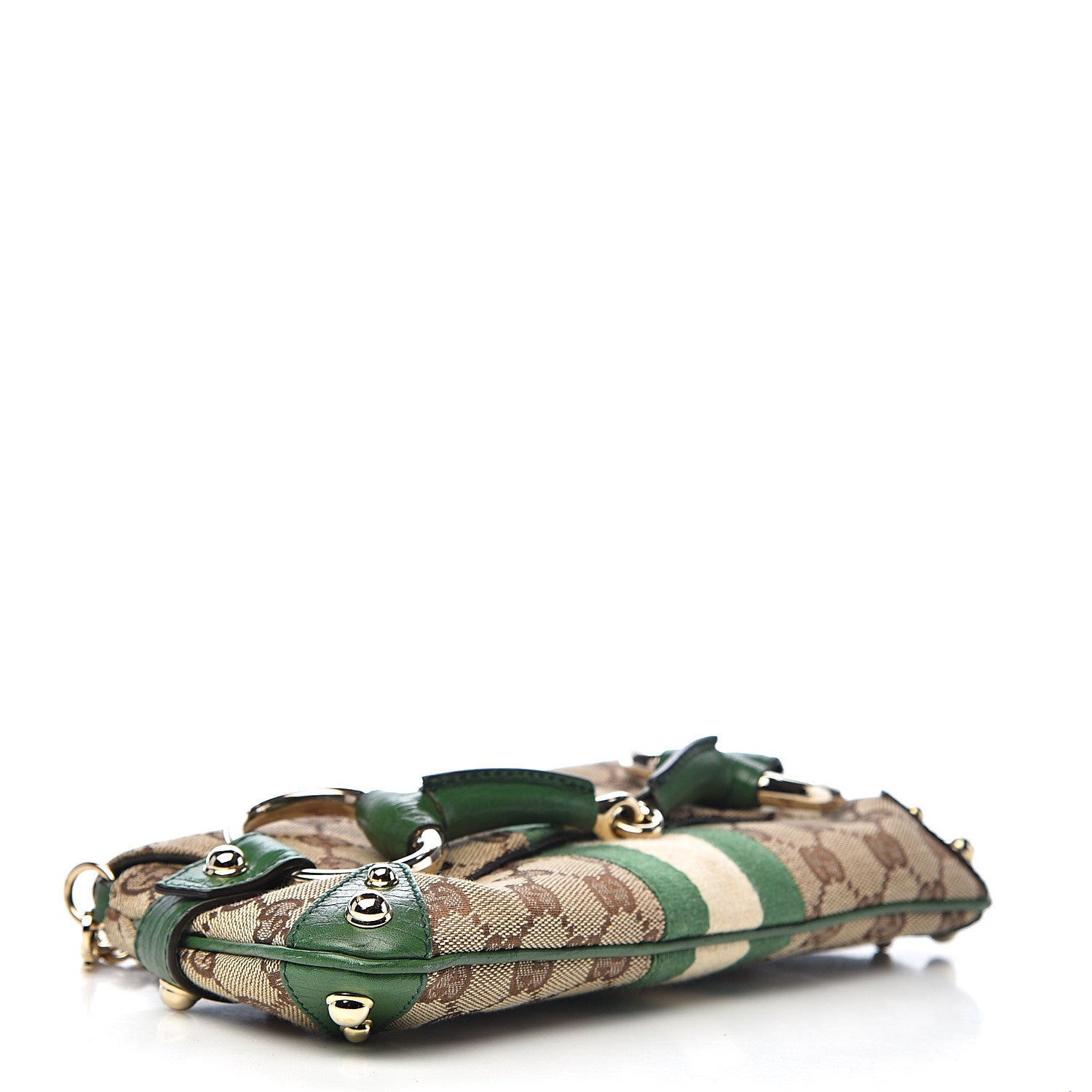 Gucci Monogram Web Small Horsebit Chain Clutch Green 4 of 12