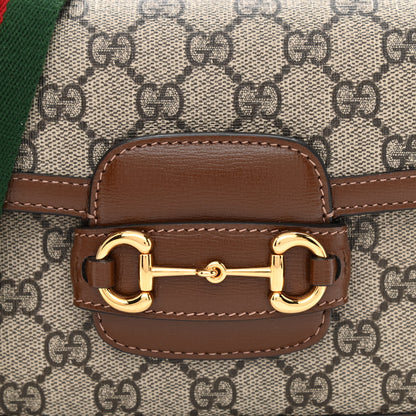 Gucci GG Supreme Monogram Web Mini Horsebit 1955 Shoulder Bag Beige Brown Sugar 8 of 10