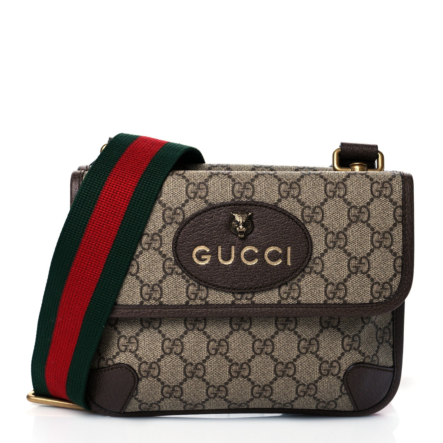Gucci GG Supreme Monogram Web Small Neo Vintage Double Flap Messenger Bag Beige New Acero 1 of 11