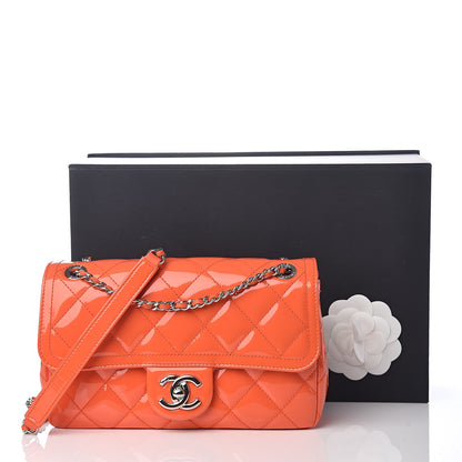 Chanel Patent Quilted Small Coco Shine Flap Orange 10 of 10