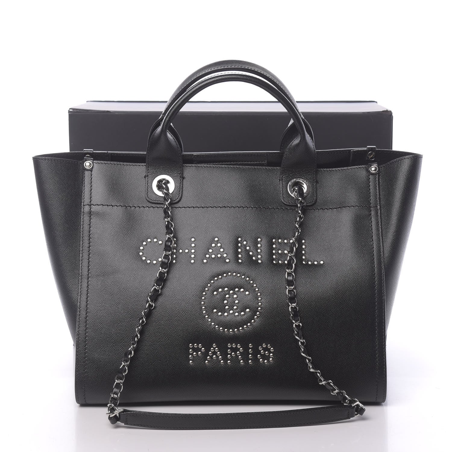 Chanel Caviar Small Studded Deauville Tote Black 11 of 11