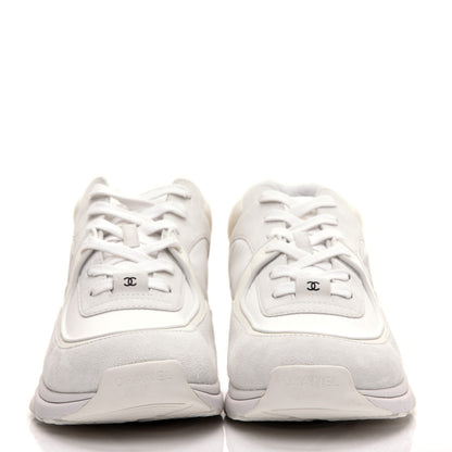 Chanel Suede Calfskin Fabric Mens CC Sneakers 45 White 2 of 9