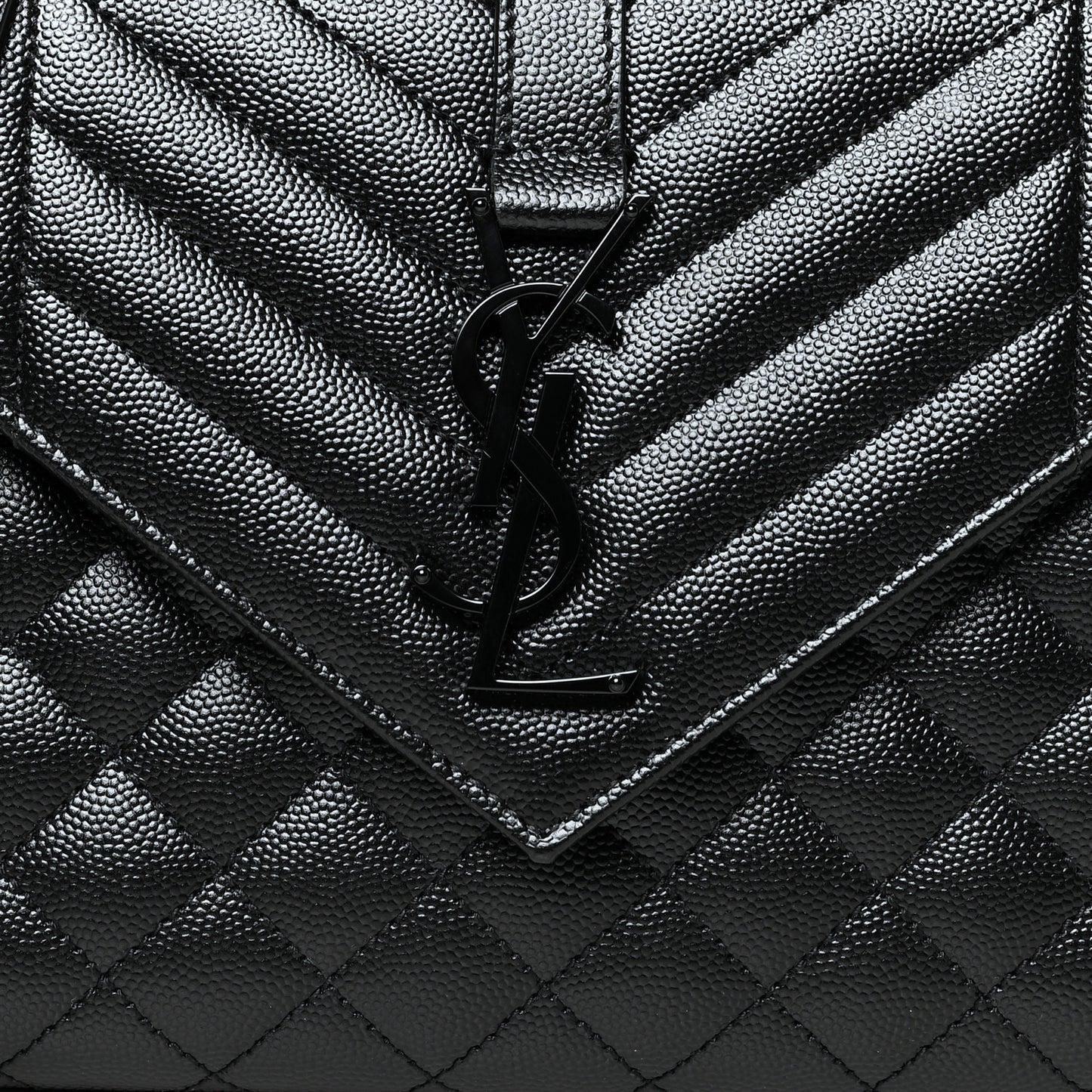 Grain De Poudre Textured Mixed Matelasse Triquilt Medium Monogram Satchel Black