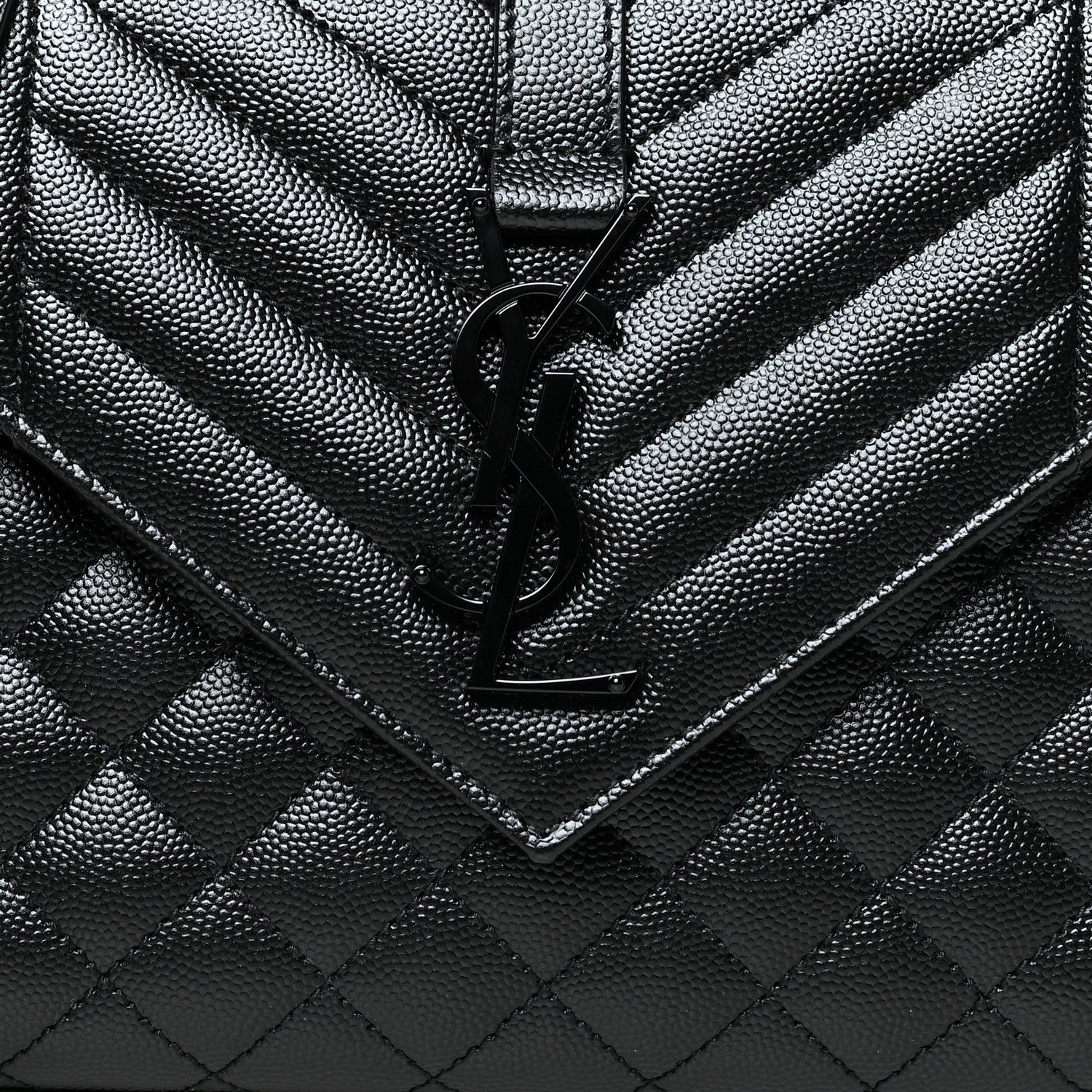 Saint Laurent Grain De Poudre Textured Mixed Matelasse Triquilt Medium Monogram Satchel Black 7 of 9