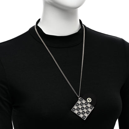 Chanel Metal Resin CC Vinyl Record Player Necklace Black White 2 of 6