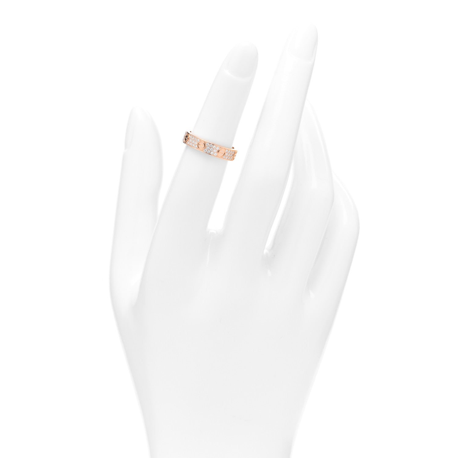 Cartier 18K Pink Gold Diamond 4mm LOVE Wedding Paved Band Ring 48 4.5 2 of 5
