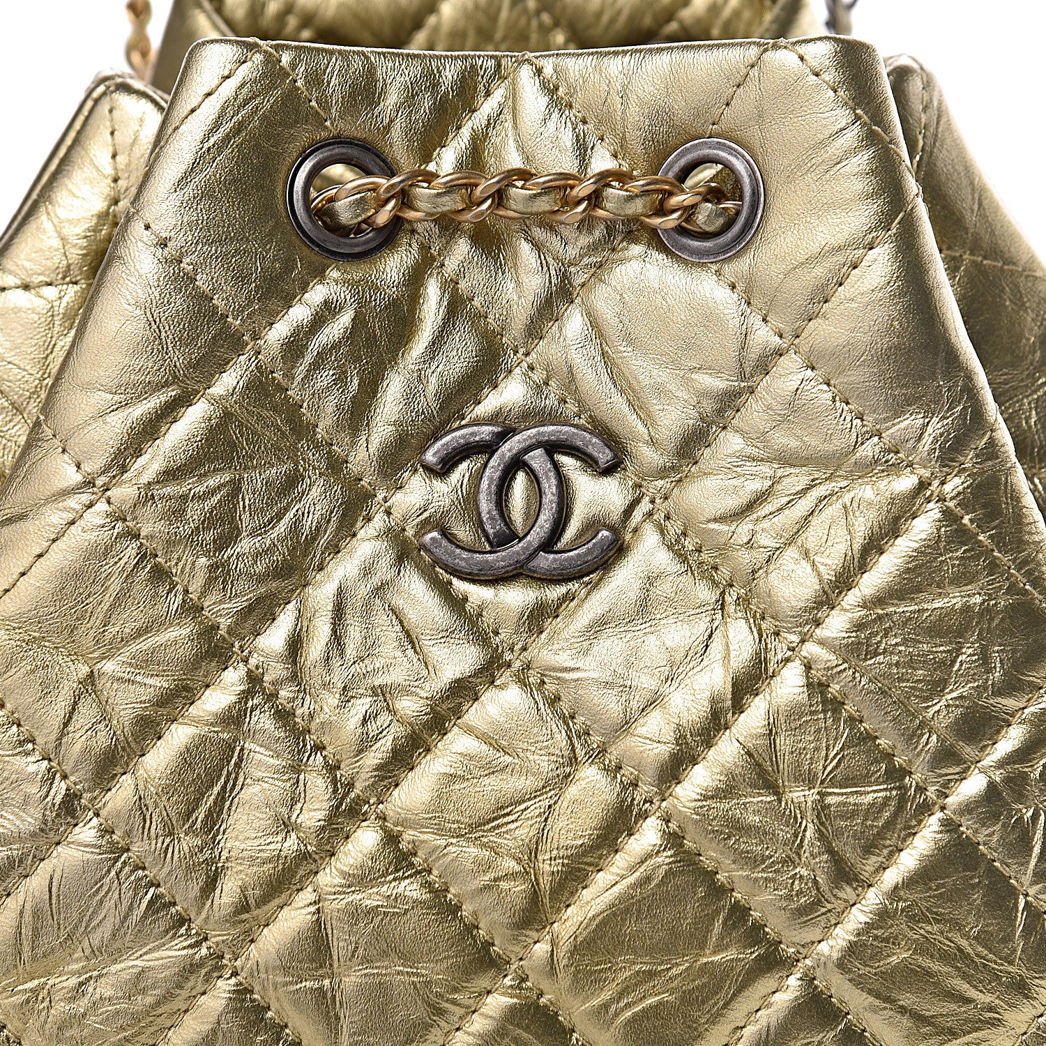 Chanel Metallic Aged Calfskin Quilted Gabrielle Backpack Gold 8 of 11