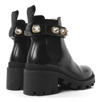 Gucci Calfskin Crystal GG Trip Chelsea Ankle Boots 35 Black 5 of 9