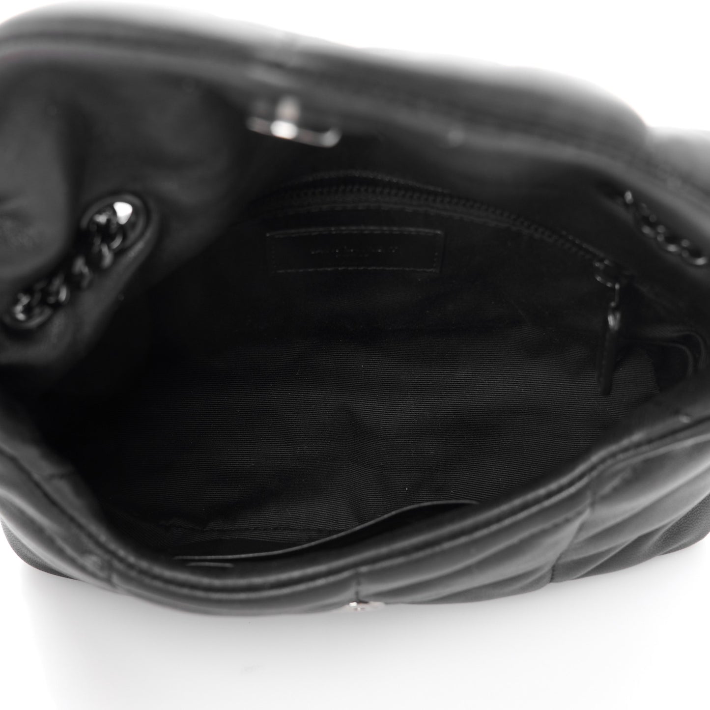 Lambskin Quilted Toy Loulou Puffer Monogram Monochrome Chain Satchel Black