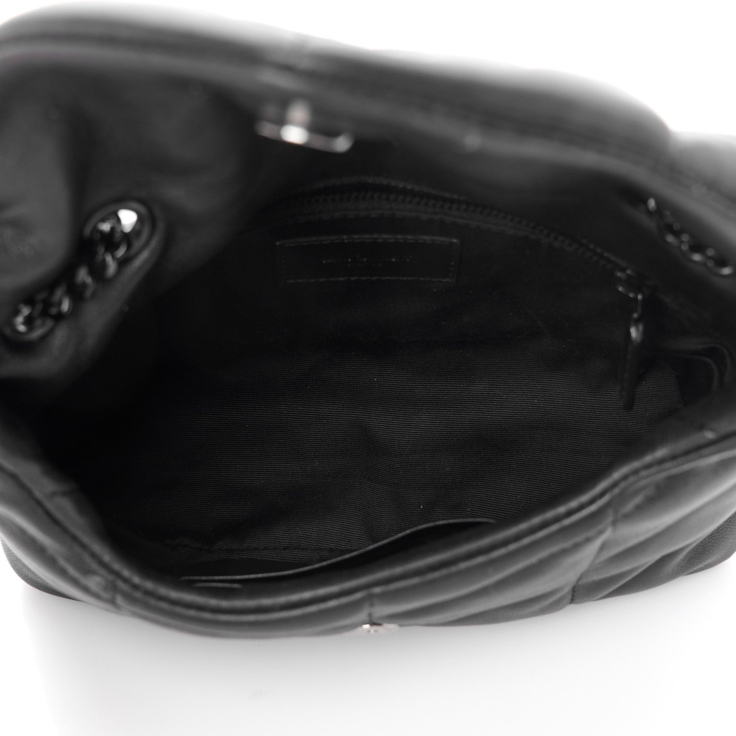 Saint Laurent Lambskin Quilted Toy Loulou Puffer Monogram Monochrome Chain Satchel Black 5 of 12