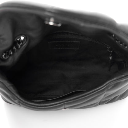 Saint Laurent Lambskin Quilted Toy Loulou Puffer Monogram Monochrome Chain Satchel Black 5 of 12