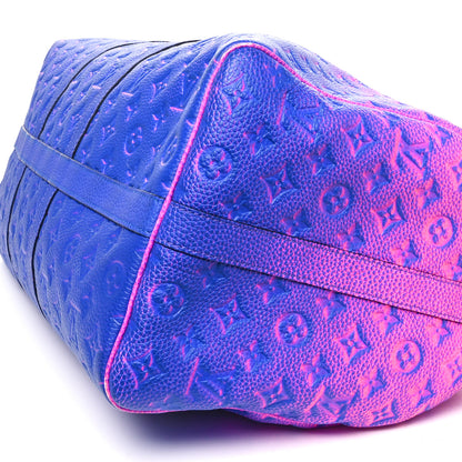 Louis Vuitton Taurillon Illusion Keepall Bandouliere 50 Bleu Rose 9 of 10