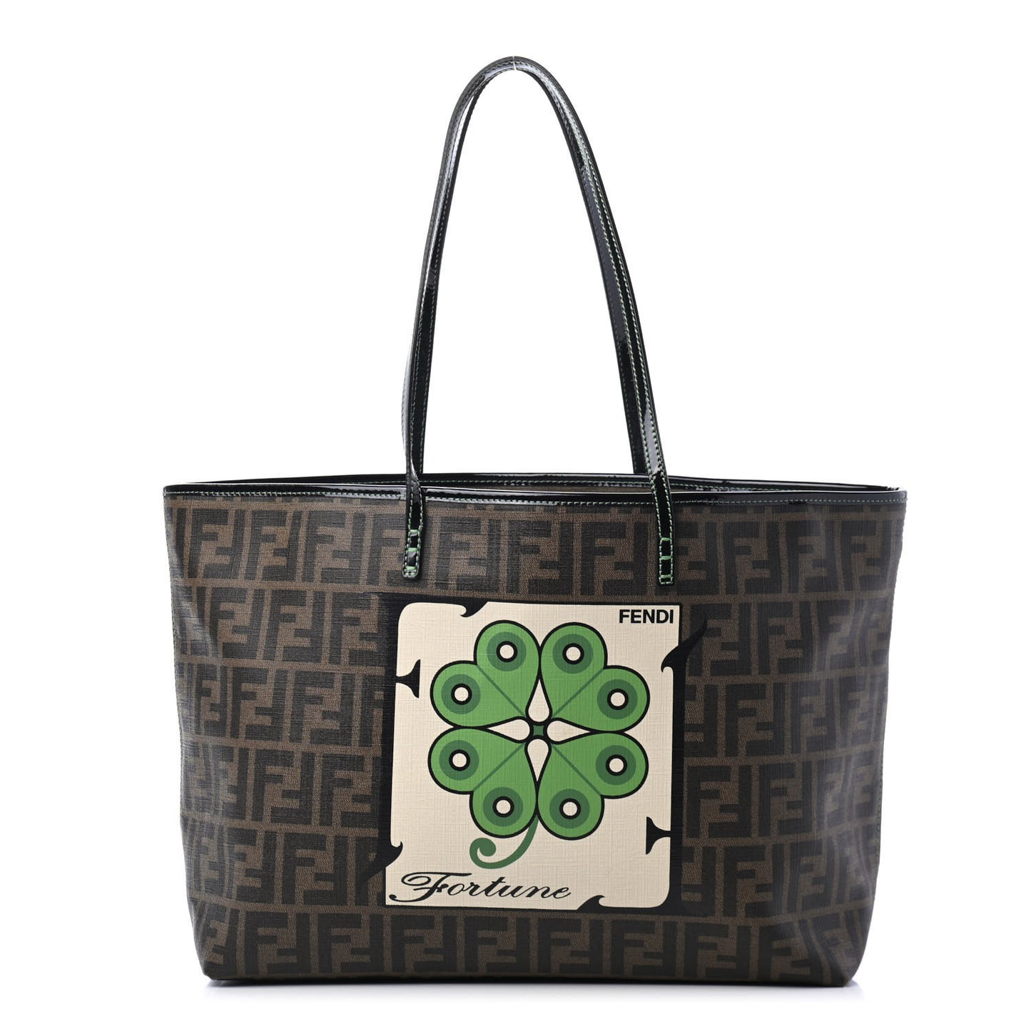 Zucca Spalmati Clover Print Medium Roll Tote Tobacco