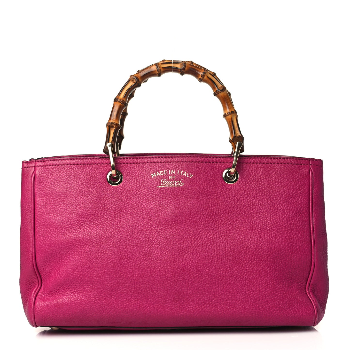 Pebbled Calfskin Medium Bamboo Shopper Tote Bright Bougainvillea