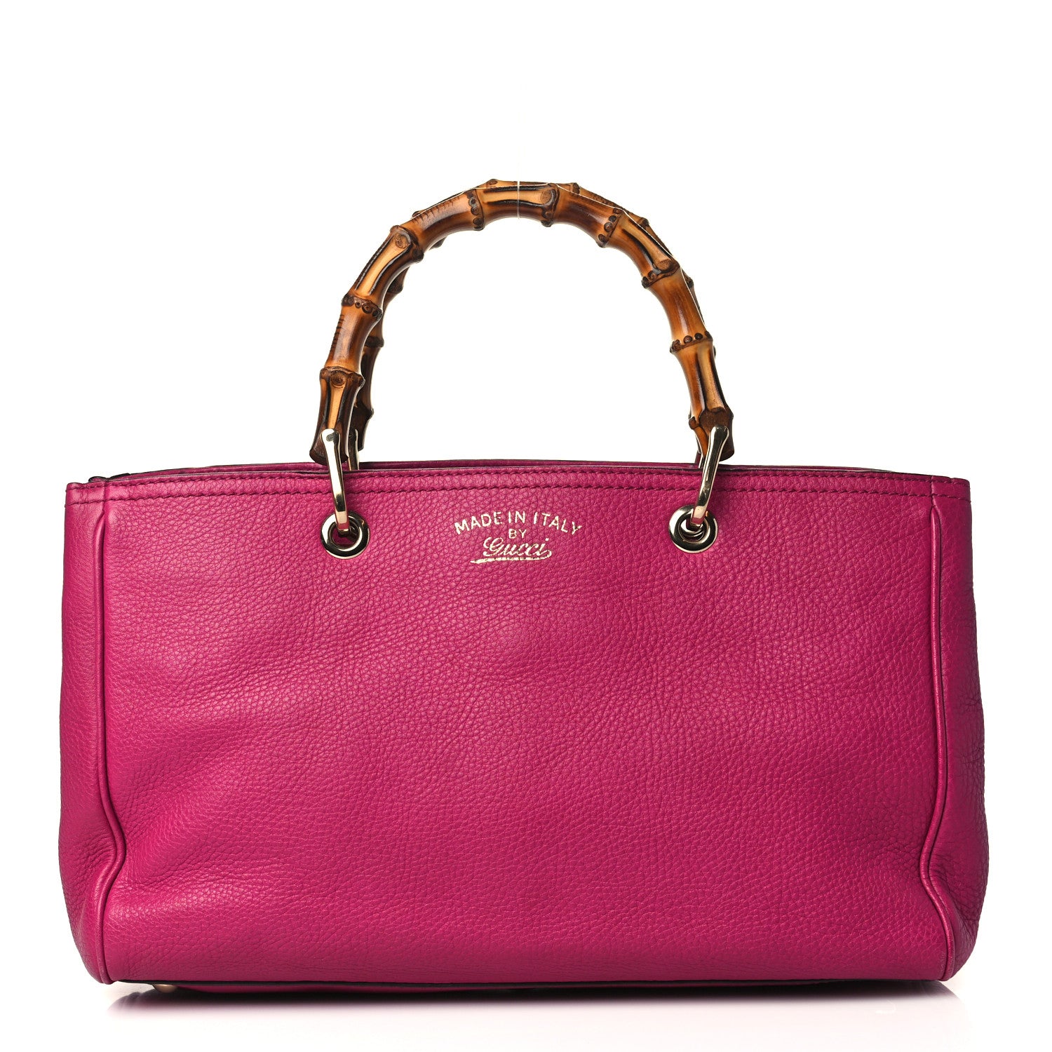 Gucci Pebbled Calfskin Medium Bamboo Shopper Tote Bright Bougainvillea 1 of 9