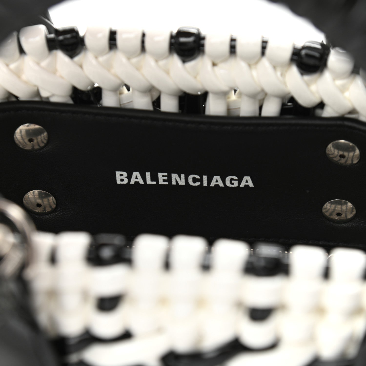 Balenciaga Faux Calfskin XXS Bistro Basket Black White 6 of 9