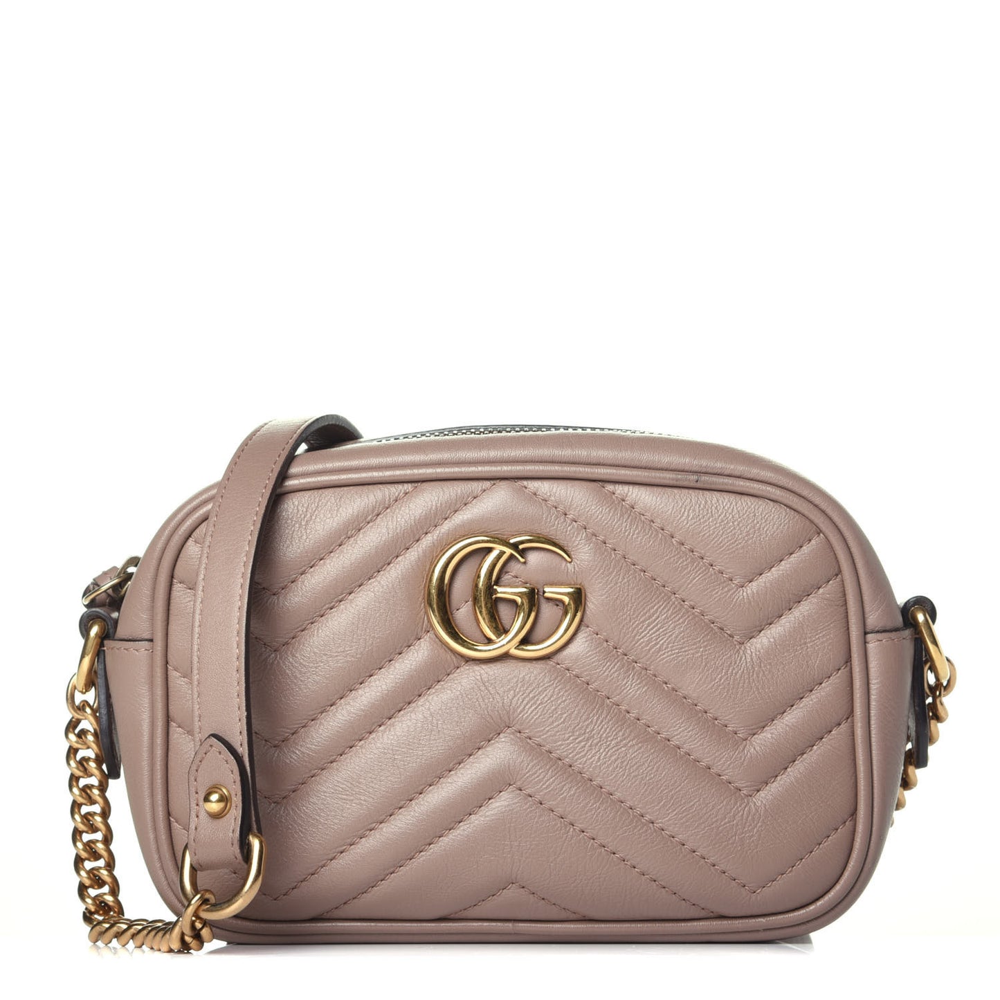 Calfskin Matelasse Mini GG Marmont Chain Shoulder Bag Porcelain Rose
