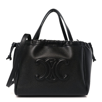 Celine Calfskin Cuir Small Triomphe Cabas Drawstring Black 1 of 7