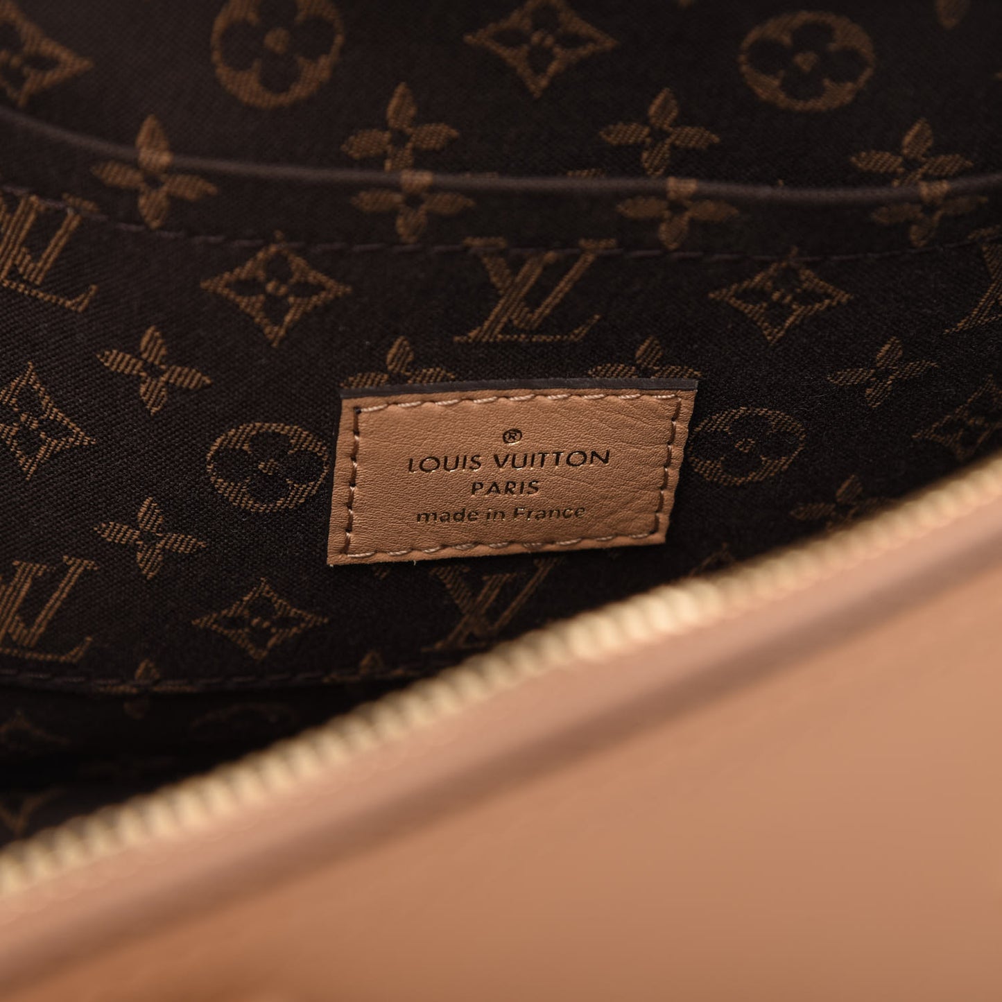 Calfskin Metal Monogram Alma BB Camel Brown